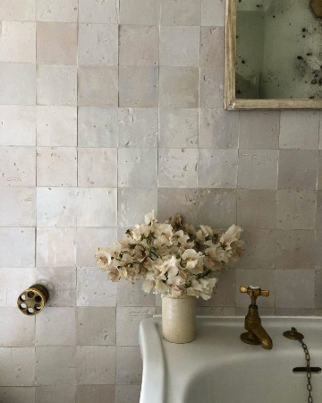 white zellige bathroom tiles Australia